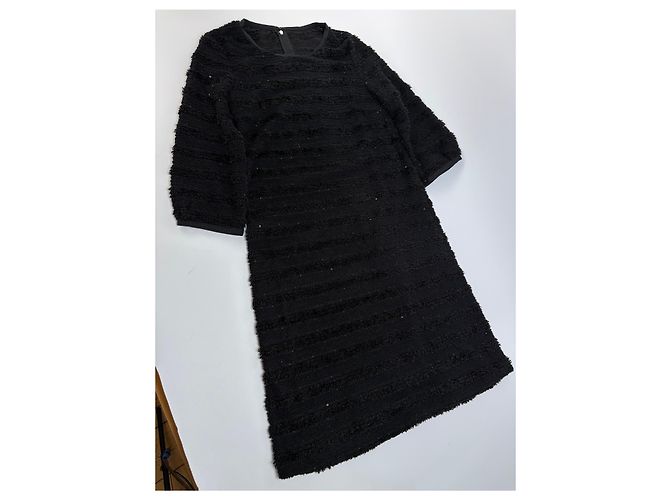Courreges Abito midi a righe testurizzate Vintage Courrèges Nero M - vista 3