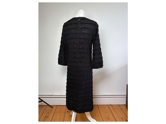Courreges Abito midi a righe testurizzate Vintage Courrèges Nero M - vista 4
