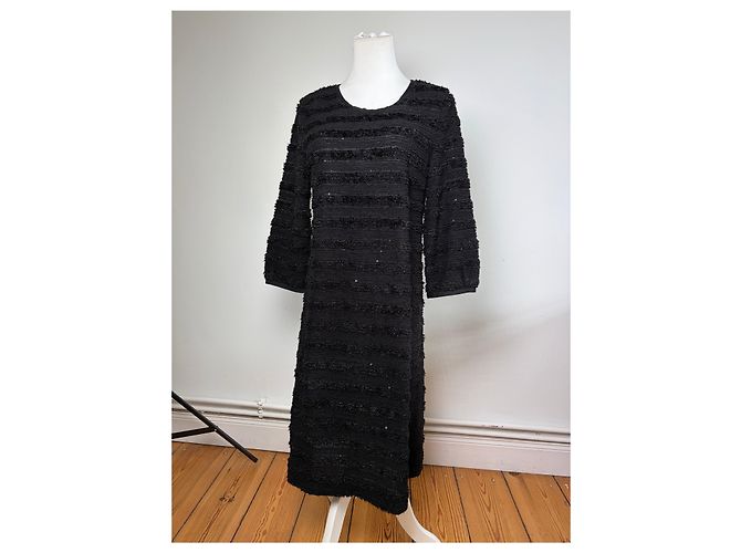 Courreges Abito midi a righe testurizzate Vintage Courrèges Nero M - vista 8