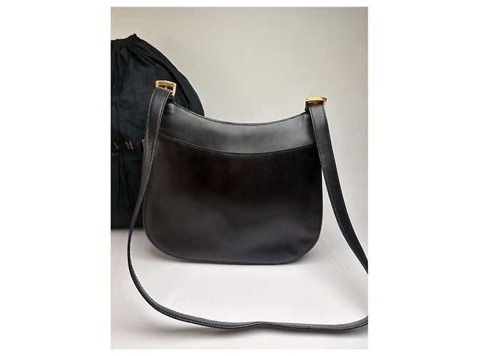 Céline Vintage Celine Schultertasche mit Klappe c. 1995 Black Gold Schwarz - Ansicht 13