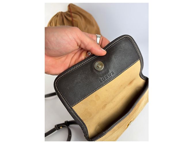 Loewe Vintage Schultertasche mit Klappe Ende der 1990er Beige Brown - Ansicht 5