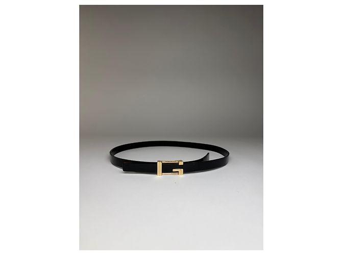 Vintage Gucci Gürtel aus Lackleder Ende der 1990s Schwarz Gold - Ansicht 10