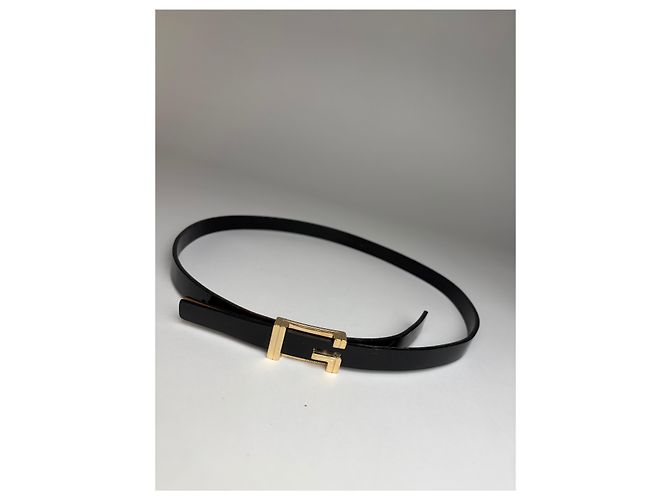 Vintage Gucci Gürtel aus Lackleder Ende der 1990s Schwarz Gold - Ansicht 5