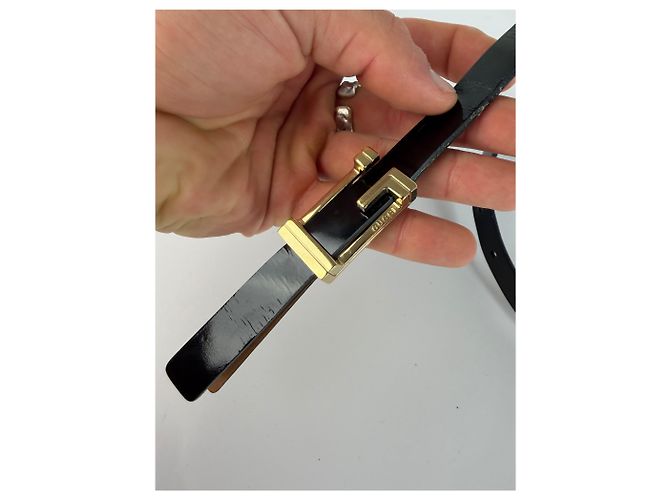 Vintage Gucci Gürtel aus Lackleder Ende der 1990s Schwarz Gold - Ansicht 7