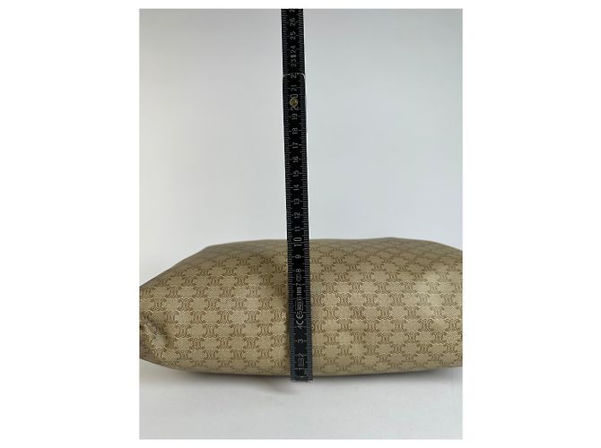 Cabas Céline Borsa Tote Vintage Celine Macadam Canvas Fine 1980s–1990s Beige Brown - vista 12