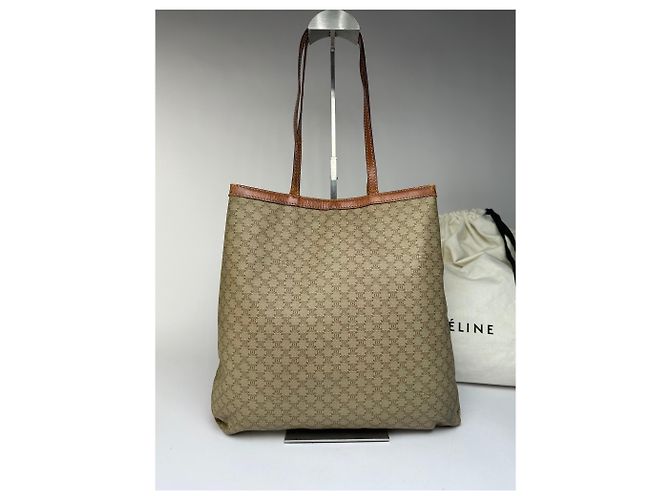 Cabas Céline Borsa Tote Vintage Celine Macadam Canvas Fine 1980s–1990s Beige Brown - vista 14