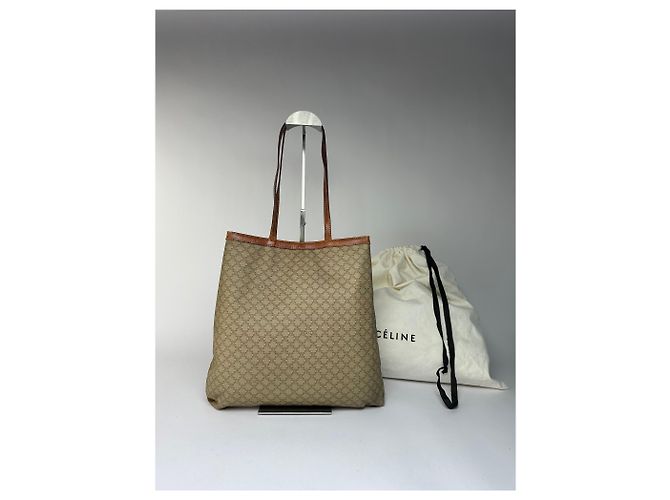 Cabas Céline Borsa Tote Vintage Celine Macadam Canvas Fine 1980s–1990s Beige Brown - vista 2