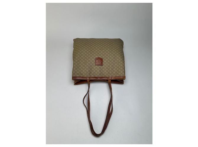 Cabas Céline Borsa Tote Vintage Celine Macadam Canvas Fine 1980s–1990s Beige Brown - vista 8