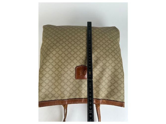 Cabas Céline Borsa Tote Vintage Celine Macadam Canvas Fine 1980s–1990s Beige Brown - vista 9