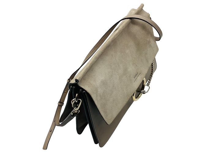 Chloé Borsa a tracolla Chloe Motty Gray Faye Medium con patta in pelle di vitello e camoscio Grigio - vista 5