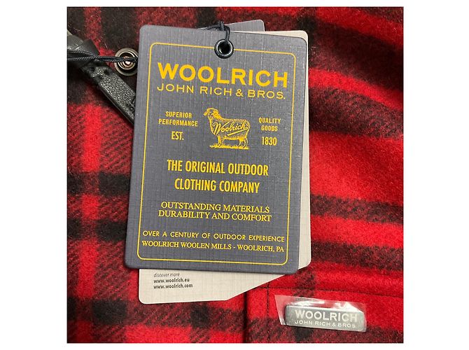 Mantella in lana a quadri rossi Woolrich con cintura Rosso - vista 6