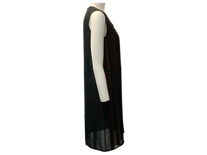 Abito senza maniche a righe multicolore nero Comme des Garcons - vista 2