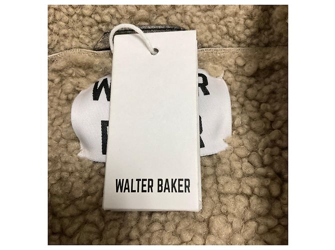 Autre Marque Walter Baker Black Sand / Beige Richie Lederjacke mit Kunstfell-Shearling-Futter Schwarz - Ansicht 5
