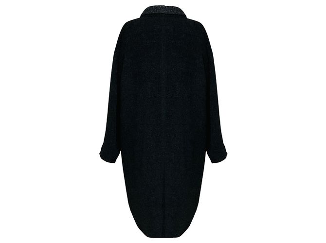 Givenchy Dark Charcoal Grey / Black Contrasting Lapel Single Breasted Alpaca Fur Coat - view 3