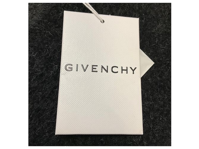 Givenchy Dark Charcoal Grey / Black Contrasting Lapel Single Breasted Alpaca Fur Coat - view 5