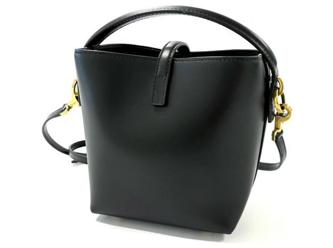 Autre Marque SAINT LAURENT LE 37 Mini 2-Way Bucket Bag aus Lammleder Schwarz - Ansicht 2