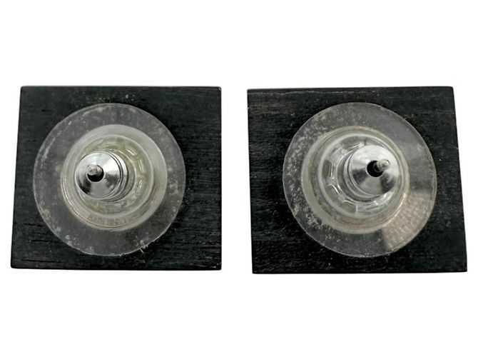 Orecchini a lobo in legno quadrati neri Chanel Nero - vista 3