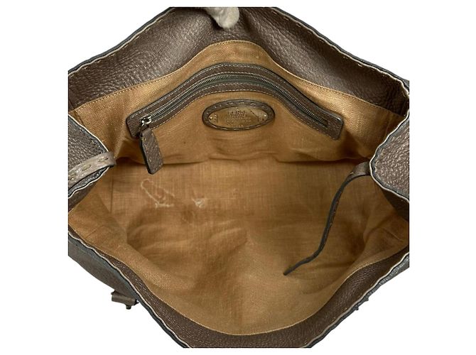 Borsa Fendi Metallic Beige - vista 7