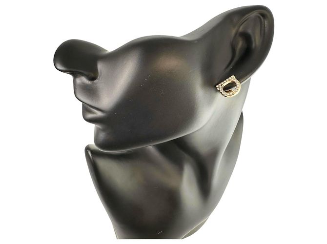 Orecchini Salvatore Ferragamo Gancini Crystal D'oro - vista 2
