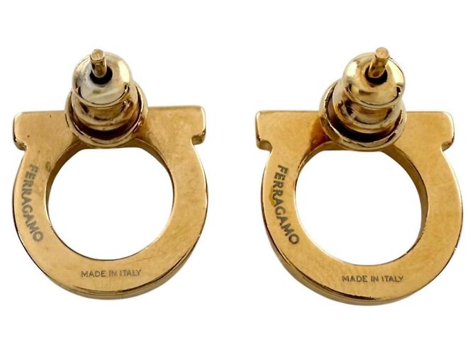 Orecchini Salvatore Ferragamo Gancini Crystal D'oro - vista 3