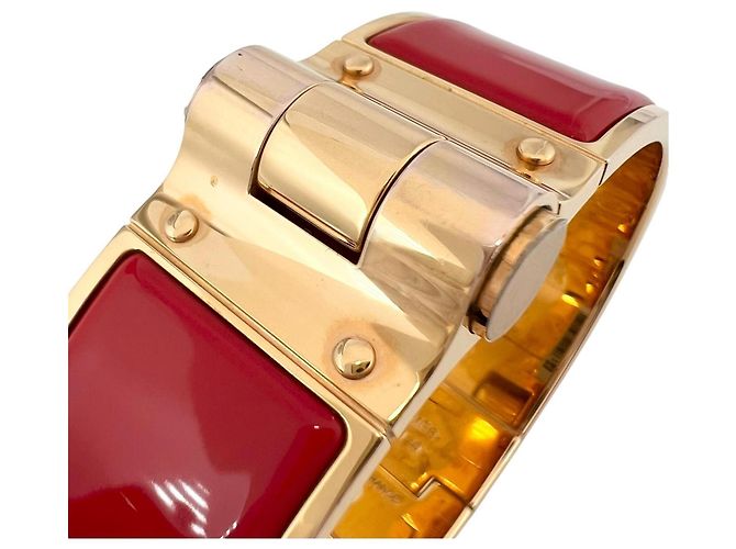 Bracelete Hermès Charnière 530001F Vermelho Dourado - vista 5