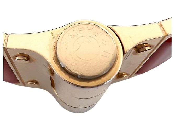 Bracelete Hermès Charnière 530001F Vermelho Dourado - vista 6