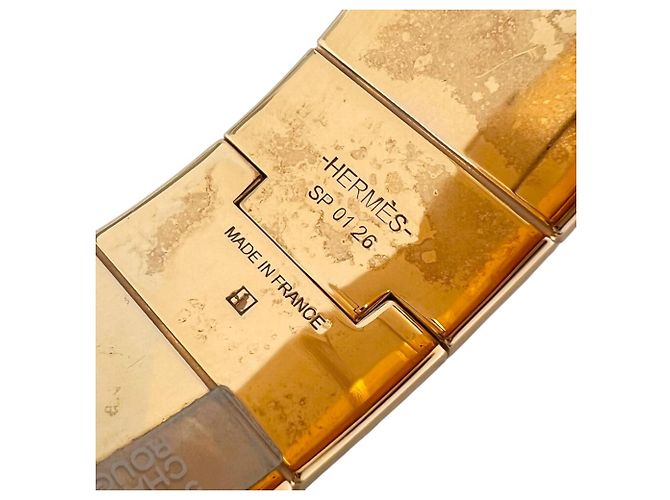 Bracelete Hermès Charnière 530001F Vermelho Dourado - vista 7