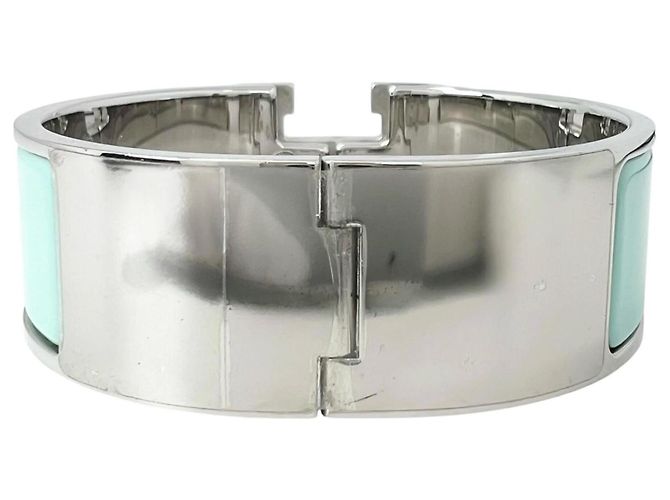 Bracelete Hermès Clic Clac H Prata Azul claro - vista 3