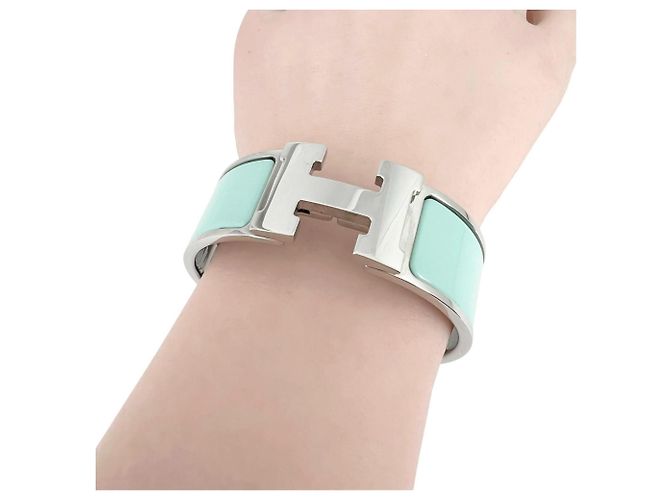 Bracelete Hermès Clic Clac H Prata Azul claro - vista 4