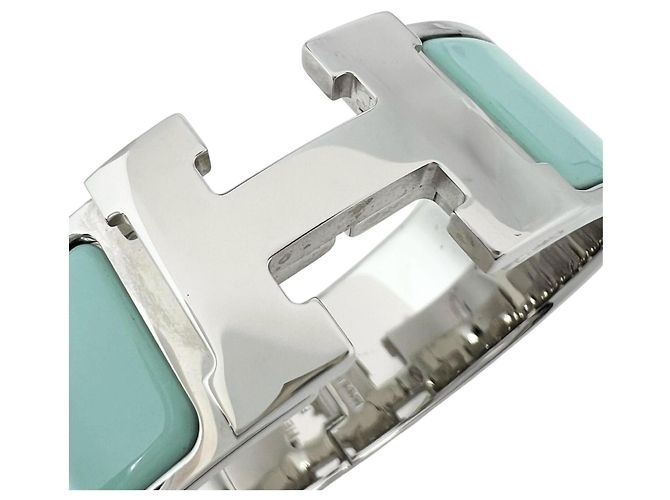 Bracelete Hermès Clic Clac H Prata Azul claro - vista 5