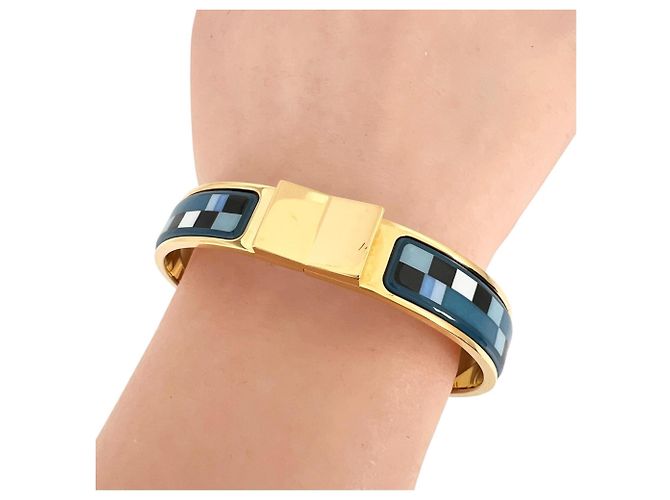 Bracciale Hermès Clic Clac Blu D'oro - vista 4