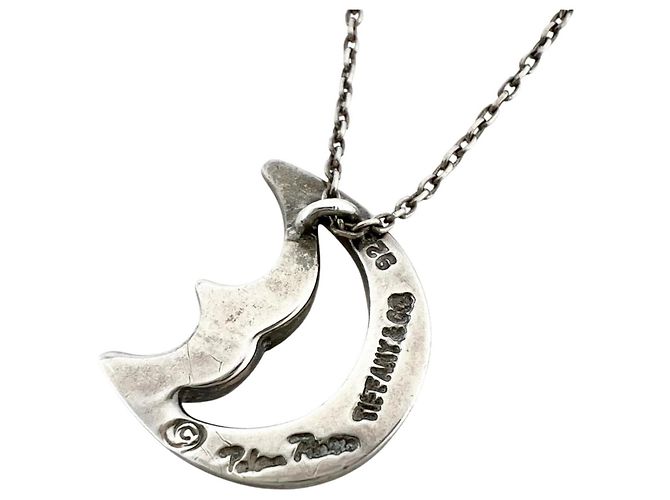 Autre Marque Tiffany Crescent Moon Anhänger Halskette Silber - Ansicht 2