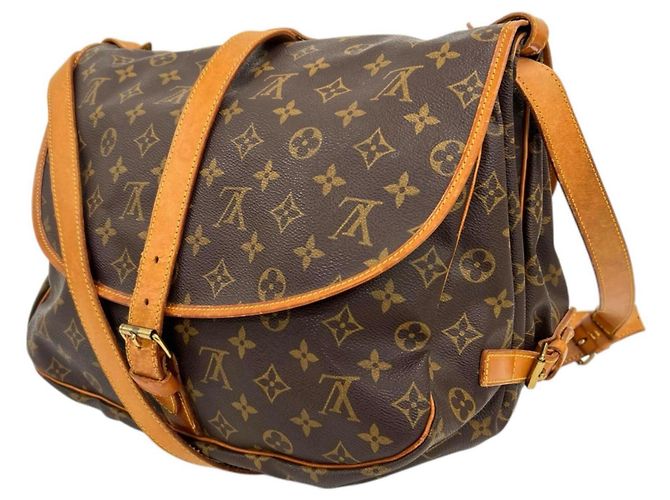 Bolso de hombro Louis Vuitton Saumur 35 Castaño - vista 4