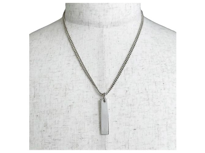 Collar Gucci con placa de logotipo plateada Plata - vista 3