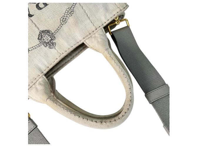 Bolso Prada Canapa M 1BG642 Gris - vista 6