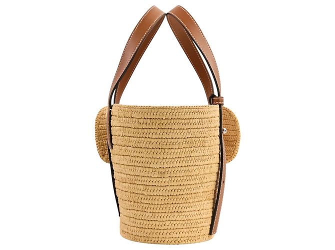Bolso Tote Loewe Elephant Basket Small de rafia y piel de becerro Castaño - vista 4