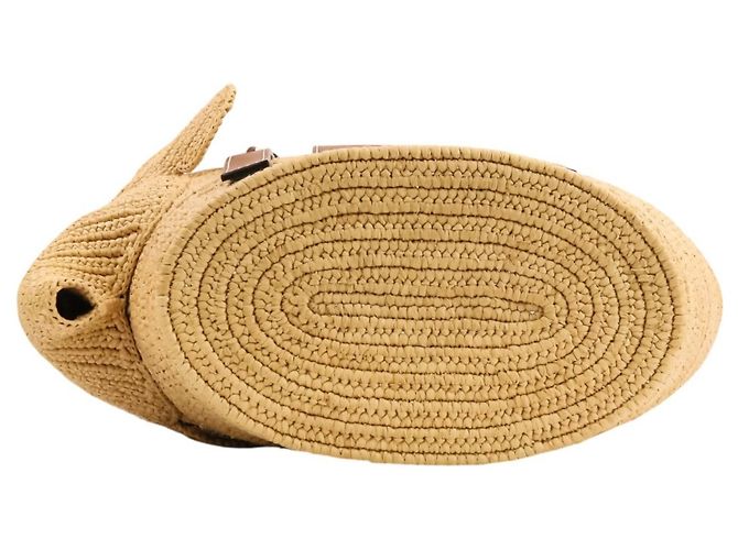 Bolso Tote Loewe Elephant Basket Small de rafia y piel de becerro Castaño - vista 5