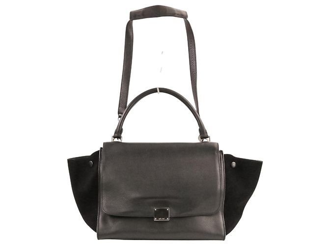 Céline Celine Trapeze Medium Sac à main/Sac à épaule 2-Way Noir - vue 5
