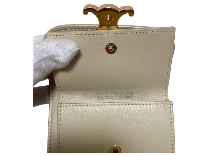 Céline Carteira de aba Small Triomphe Celine Cru - vista 14