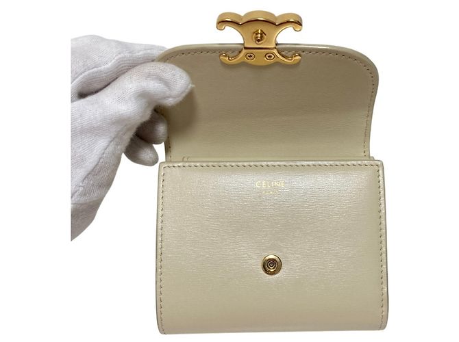 Céline Carteira de aba Small Triomphe Celine Cru - vista 5