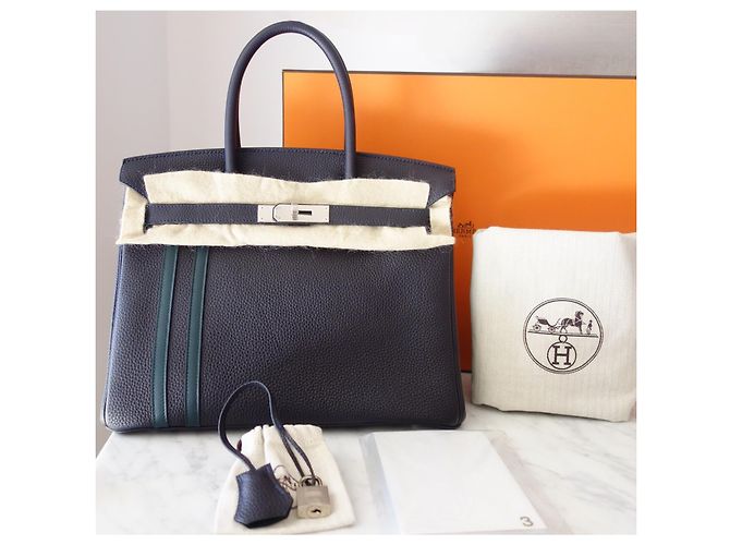 Hermès Birkin 30 Officier in pelle Blu - vista 2