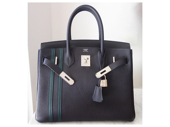 Hermès Birkin 30 Officier in pelle Blu - vista 3