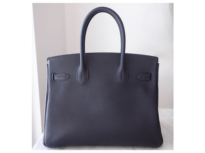 Hermès Birkin 30 Officier in pelle Blu - vista 4