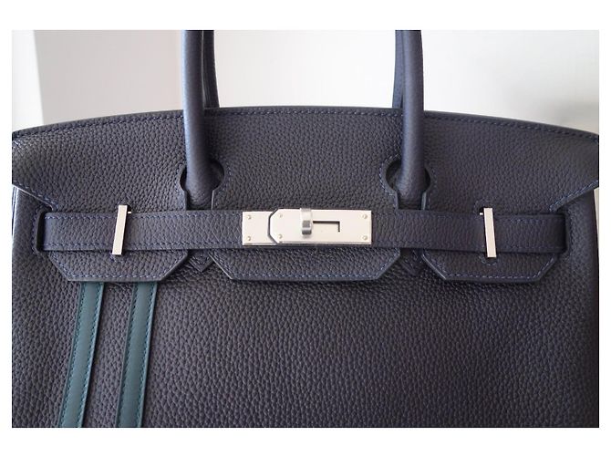 Hermès Birkin 30 Officier in pelle Blu - vista 5