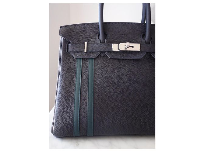 Hermès Birkin 30 Officier in pelle Blu - vista 6