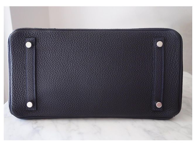 Hermès Birkin 30 Officier in pelle Blu - vista 7