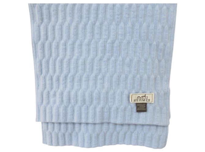 Hermès Hermes Stola aus Wolle, Hellblau - Ansicht 3