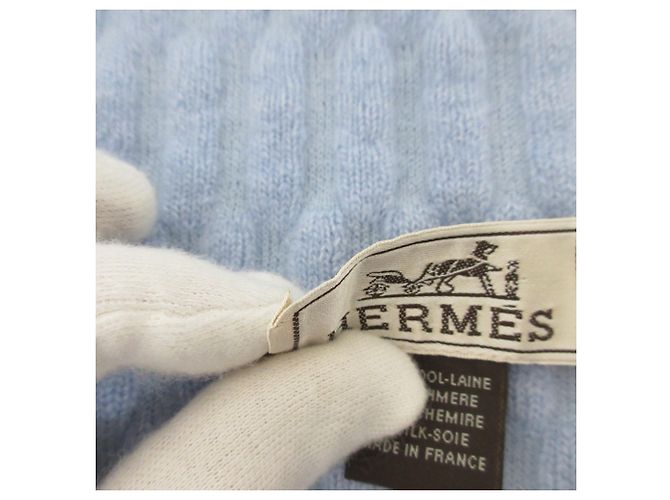 Hermès Hermes Stola aus Wolle, Hellblau - Ansicht 6