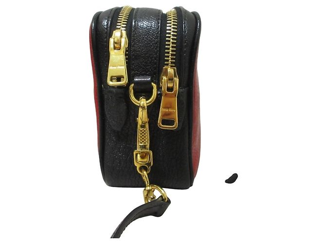 Borsa a tracolla in pelle Miu Miu MIU Madras Nero Rosso - vista 7