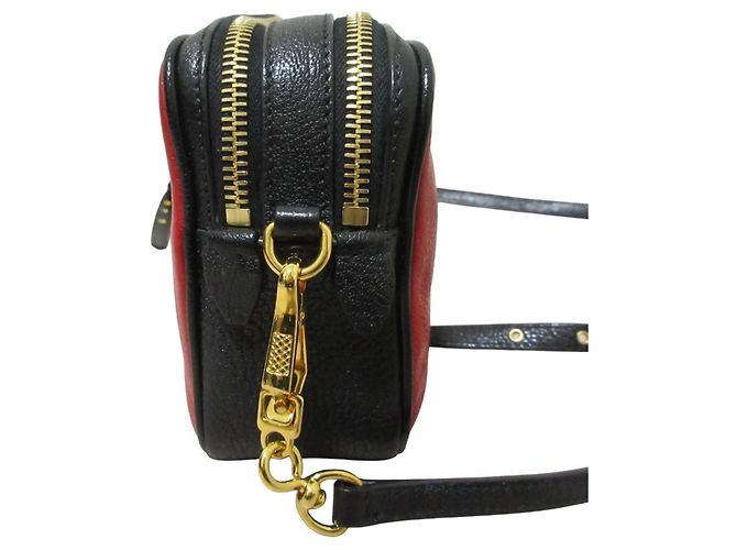 Borsa a tracolla in pelle Miu Miu MIU Madras Nero Rosso - vista 8